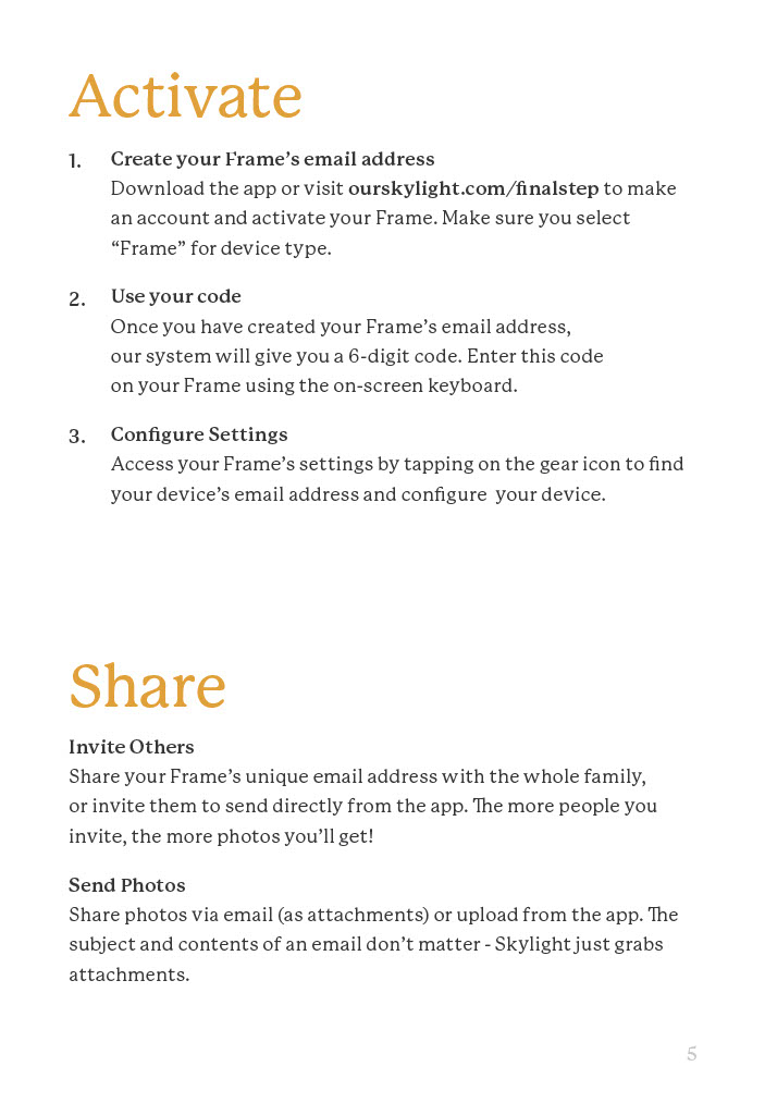 Skylight 10" Frame User Guide Skylight Support