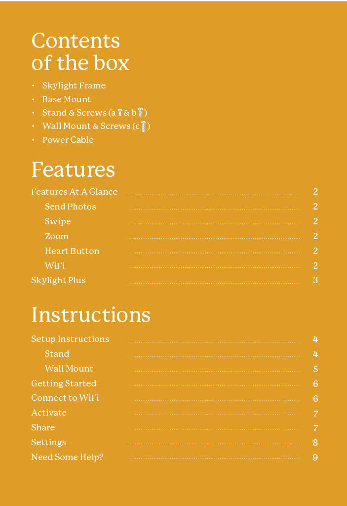 Skylight 15" Frame User Guide Skylight Support