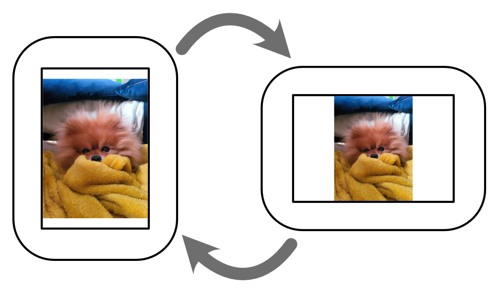Diagram showing images adjusting to the orientation of a Frame.