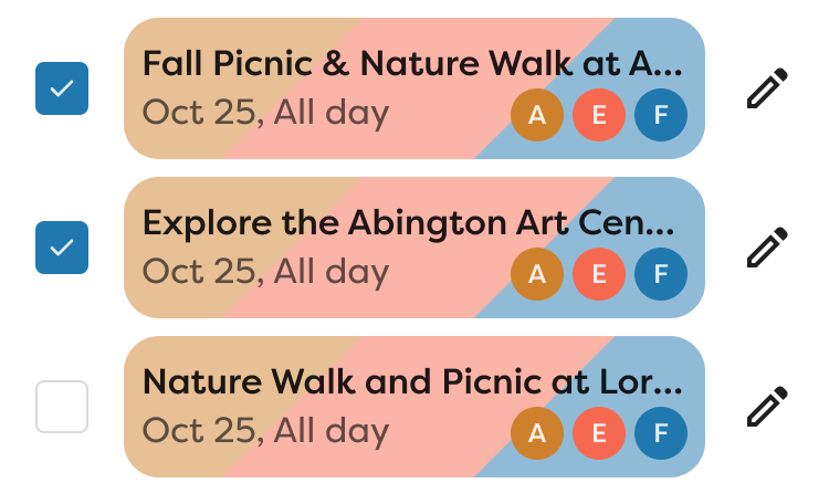 A list of three proposed activities.