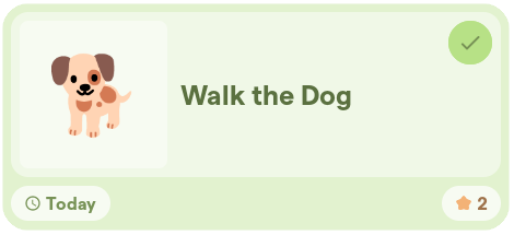 A completed chore, with a green checkmark.